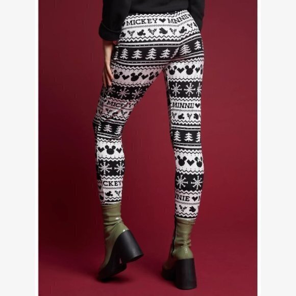 Disney Mickey Mouse Holiday‎ Fair Isle Leggings junior size Medium - Picture 2 of 3